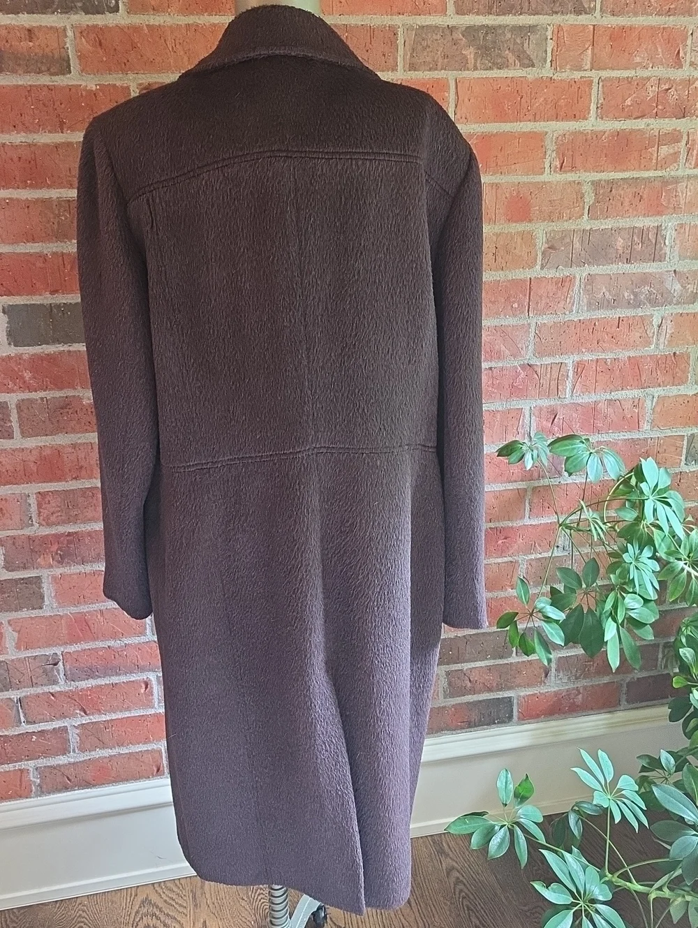Anne Klein Vintage Alpaca Wool  Coat In Deep Brown Aubergine Womens Sixe 16 EUC - Picture 3 of 9